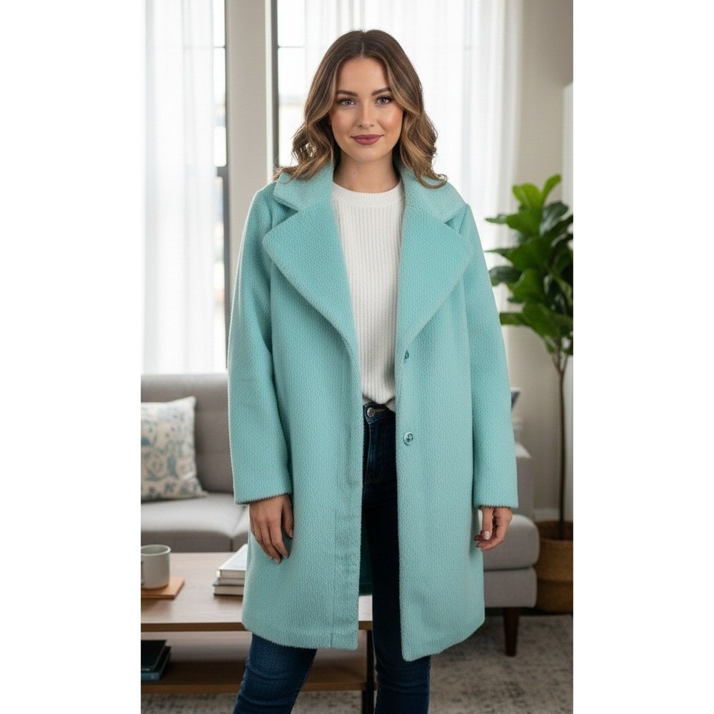 Simply Be Faux Fur Teddy Coat Jacket Women's 20 Aqua Mint Warm Winter Outdoor